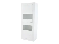 Vitrina de alto brillo - 61 x 42 x 162 cm - con LEDs + 1 estante de cristal - aglomerado - blanco