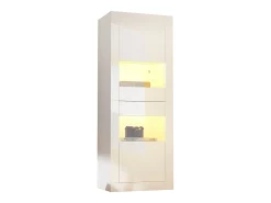 Vitrina de alto brillo - 61 x 42 x 162 cm - con LEDs + 1 estante de cristal - aglomerado - blanco