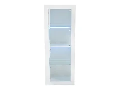 Vitrina de alto brillo con LED, 1 estante de cristal, tablero de partículas, blanco (61x42x162 cm)