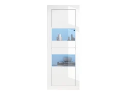 Vitrina de alto brillo con LED, 1 estante de cristal, tablero de partículas, blanco (61x42x162 cm)