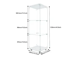 Vitrina de cristal - 3 estantes - Con LED, luz y cerradura, color blanco
