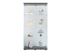 Vitrina de cristal – 4 estantes, 2 puertas, vitrina independiente, negra, 81x37x165 cm