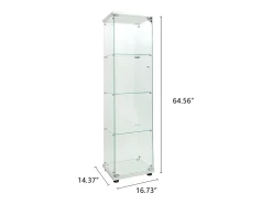 Vitrina de cristal - mueble expositor para colecciones con iluminación LED - 1 puerta y 4 estantes - vitrina para figuras