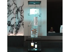 Vitrina de cristal - mueble expositor para colecciones con iluminación LED - 1 puerta y 4 estantes - vitrina para figuras