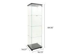 Vitrina de cristal - mueble expositor para colecciones con iluminación LED - 1 puerta y 4 estantes - vitrina para figuras
