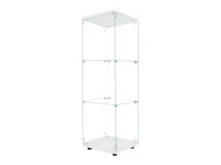 Vitrina de cristal 42×36×125cm GARHELPER - 3 estantes - 1 puerta - Cristal templado - Luz LED - Negro