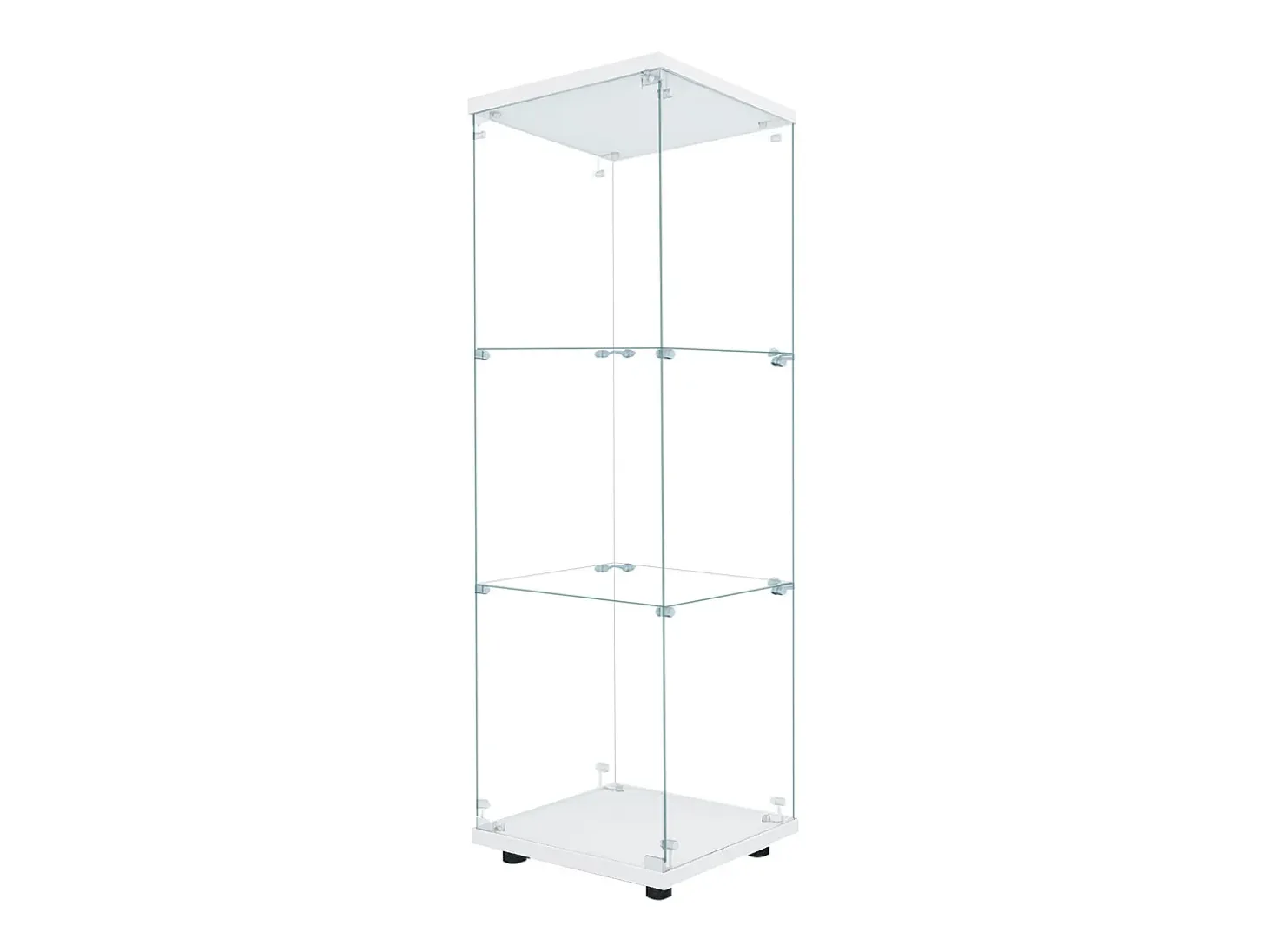 Vitrina de cristal 42×36×125cm GARHELPER - 3 estantes - 1 puerta - Cristal templado - Luz LED - Negro