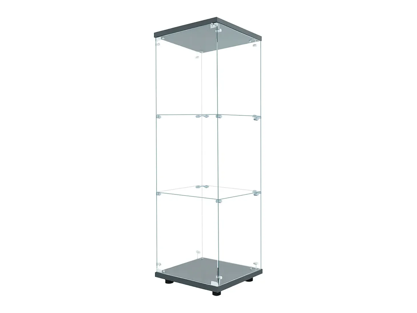 Vitrina de cristal 42×36×125cm GARHELPER - 3 estantes - 1 puerta - Cristal templado - Luz LED - Blanco
