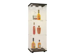 Vitrina de cristal 42×36×125cm GARHELPER - 3 estantes - 1 puerta - Cristal templado - Luz LED - Blanco