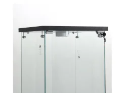 Vitrina de cristal 42×36×125cm GARHELPER - 3 estantes - 1 puerta - Cristal templado - Luz LED - Blanco