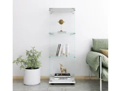 Vitrina de cristal 42×36×125cm GARHELPER - 3 estantes - 1 puerta - Cristal templado - blanco