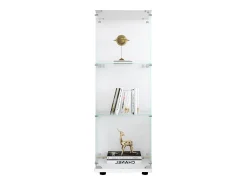 Vitrina de cristal 42×36×125cm GARHELPER - 3 estantes - 1 puerta - Cristal templado - blanco