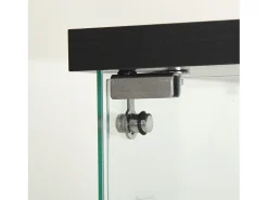 Vitrina de cristal con 2 estantes, vitrina de cristal con luces LED y puertas, 86x40x36 cm, color negro