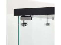 Vitrina de cristal con 3 estantes, luz LED y cerradura, color negro