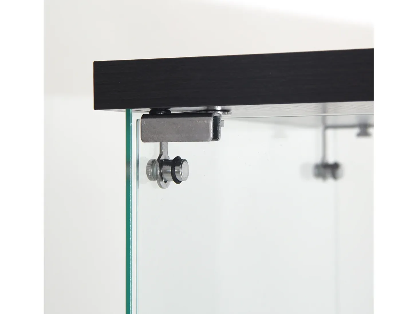 Vitrina de cristal con 3 estantes, luz LED y cerradura, color negro