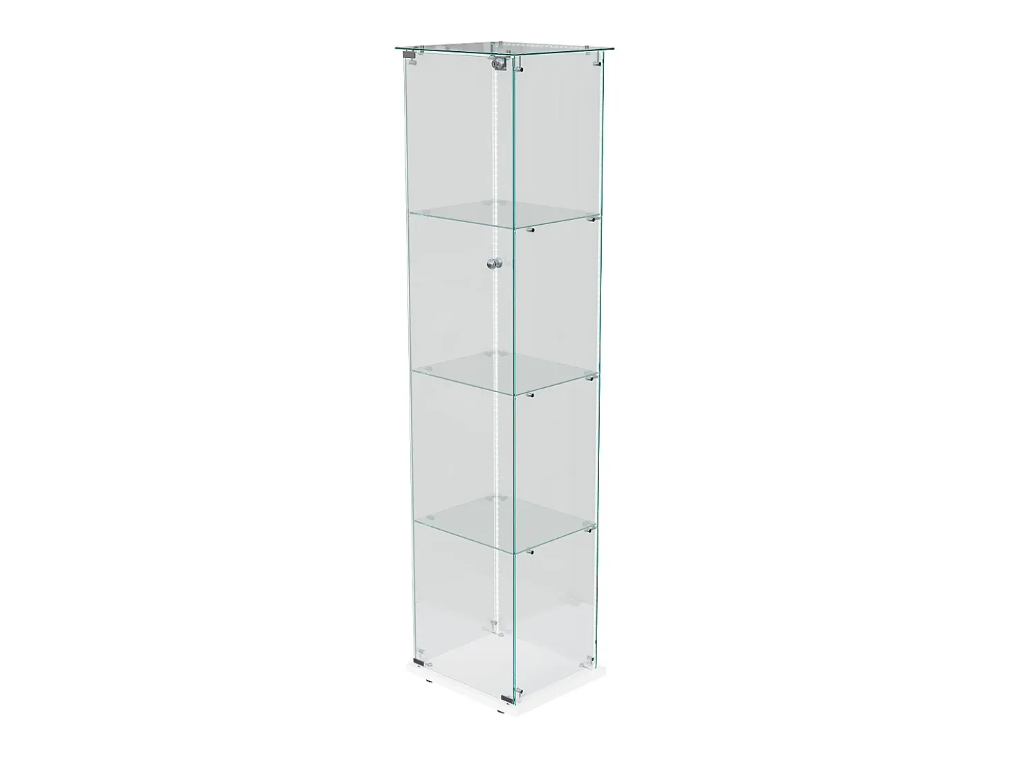Vitrina de cristal con 4 estantes e iluminación LED - 163 x 39 x 35 cm - Vitrina estrecha - blanco