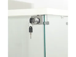 Vitrina de cristal con 4 estantes, LED, 1 puerta, 164x42x36 cm, armario de colección, blanco, transparente