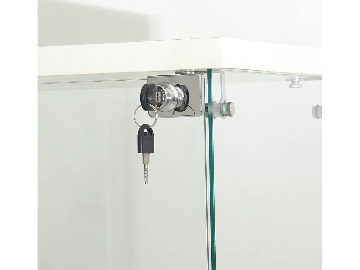 Vitrina de cristal con 4 estantes, LED, 1 puerta, 164x42x36 cm, armario de colección, blanco, transparente
