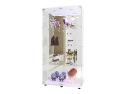Vitrina de cristal con 4 estantes, 80,49 x 36,49 x 163,9 cm, con 2 puertas, con luz LED, color blanco