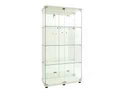 Vitrina de cristal con 4 estantes, 80,49 x 36,49 x 163,9 cm, con 2 puertas, con luz LED, color blanco