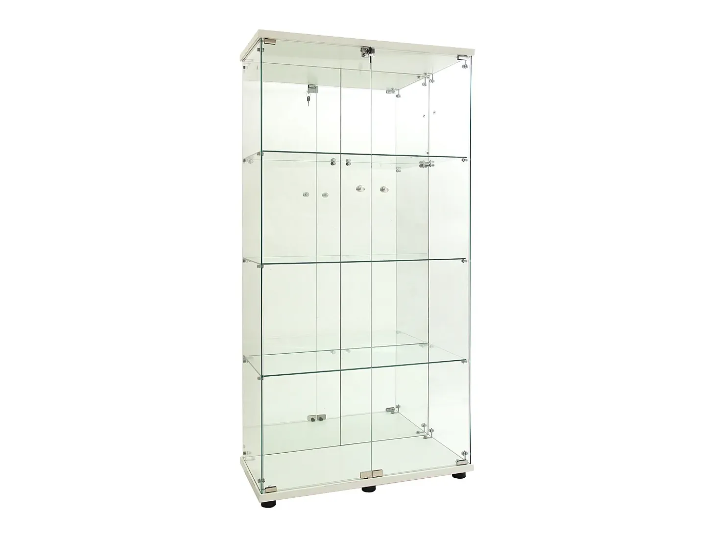 Vitrina de cristal con 4 estantes, 80,49 x 36,49 x 163,9 cm, con 2 puertas, con luz LED, color blanco