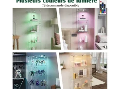 Vitrina de cristal con 5 estantes y puerta doble, vitrina para sala de estar