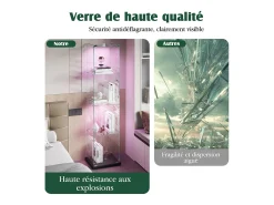 Vitrina de cristal con 5 estantes y puerta doble, vitrina para sala de estar