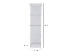 Vitrina de cristal con 4 estantes y puerta - Vitrina de cristal con cerradura - Color blanco