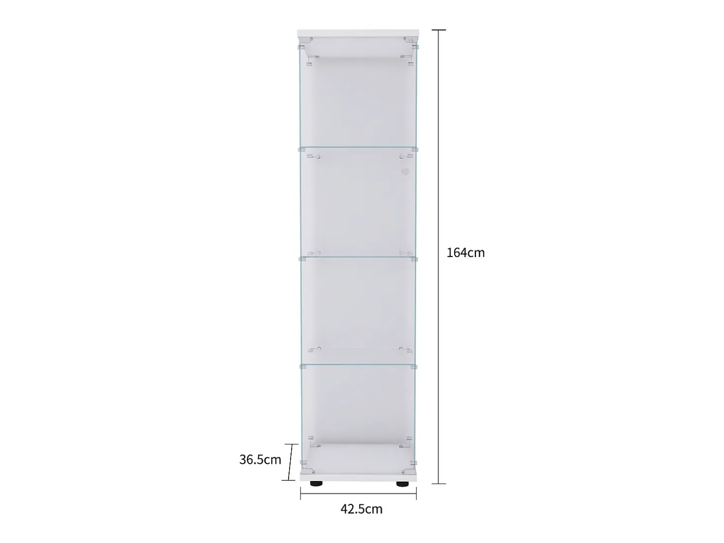 Vitrina de cristal con 4 estantes y puerta - Vitrina de cristal con cerradura - Color blanco