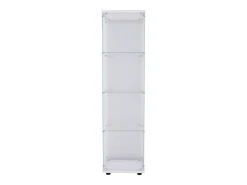 Vitrina de cristal con 4 estantes y 1 puerta, 164x42,5x36,5 cm, mueble de colección, blanco, transparente