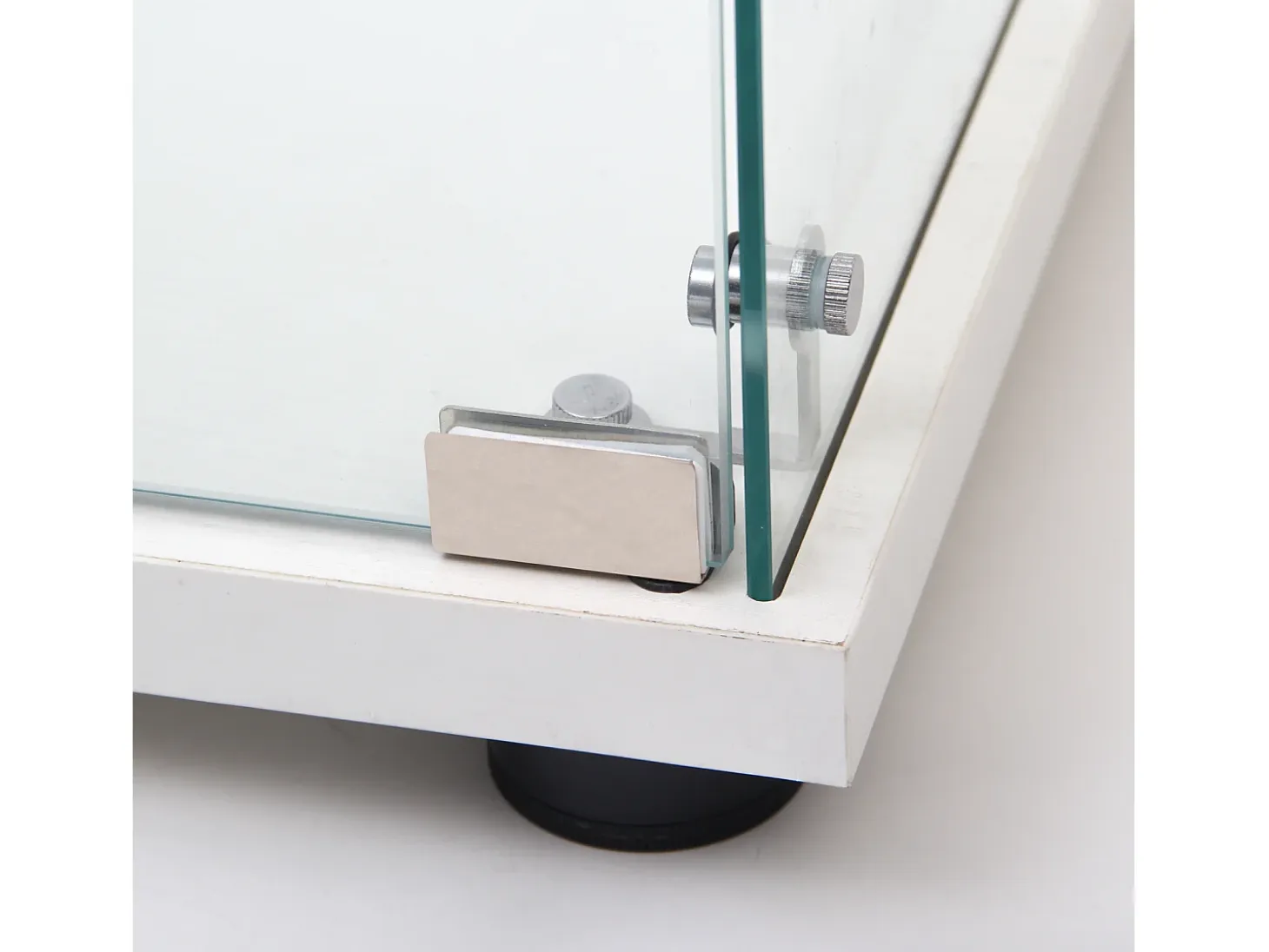 Vitrina de cristal con 4 estantes, 2 puertas y cerradura, 164 x 80 x 36 cm, color blanco