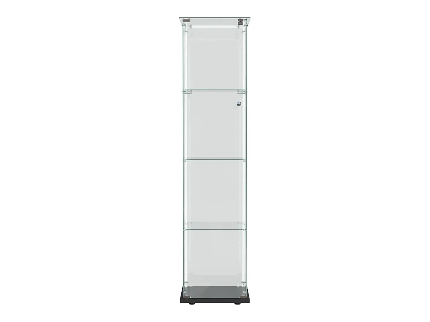 Vitrina de cristal con 4 estantes e iluminación LED - 163 x 39 x 35 cm - Vitrina estrecha - negra