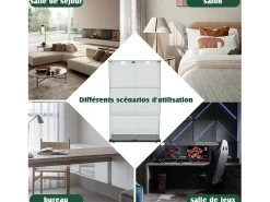 Vitrina de cristal con 4 estantes y puerta doble, vitrina para sala de estar