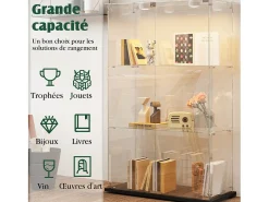 Vitrina de cristal con 4 estantes y puertas dobles – Muebles de salón elegantes