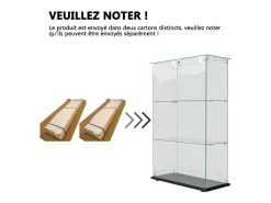 Vitrina de cristal con 4 estantes y puertas dobles – Muebles de salón elegantes