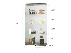 Vitrina de cristal con 4 estantes, 2 puertas y cerradura, 164 x 80 x 36 cm, color negro
