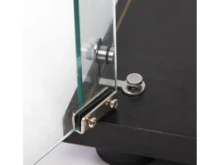 Vitrina de cristal con 4 estantes, 2 puertas y cerradura, 164 x 80 x 36 cm, color negro