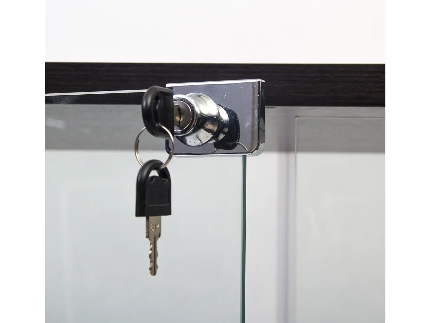 Vitrina de cristal con 4 estantes, 2 puertas y cerradura, 164 x 80 x 36 cm, color negro
