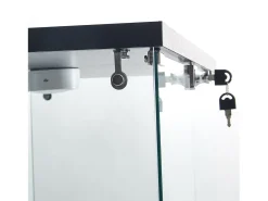Vitrina de cristal con 4 estantes, vitrina de 2 puertas con luz y cerradura, color negro