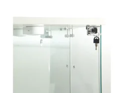 Vitrina de cristal con 1 puerta y cerradura, para salón, blanca con luz y espejo, 164x42,5x36,5 cm