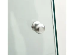 Vitrina de cristal con 1 puerta y cerradura, para salón, blanca con luz y espejo, 164x42,5x36,5 cm