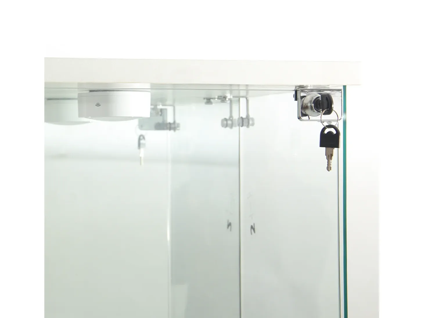 Vitrina de cristal con cerradura e iluminación LED - 4 estantes - 1 puerta - 36,5 x 42,5 x 164 cm - blanco