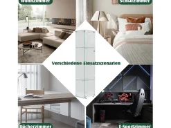 Vitrina de cristal con iluminación LED táctil, puertas y estantes con cerradura, 163 x 40 x 35 cm, blanca