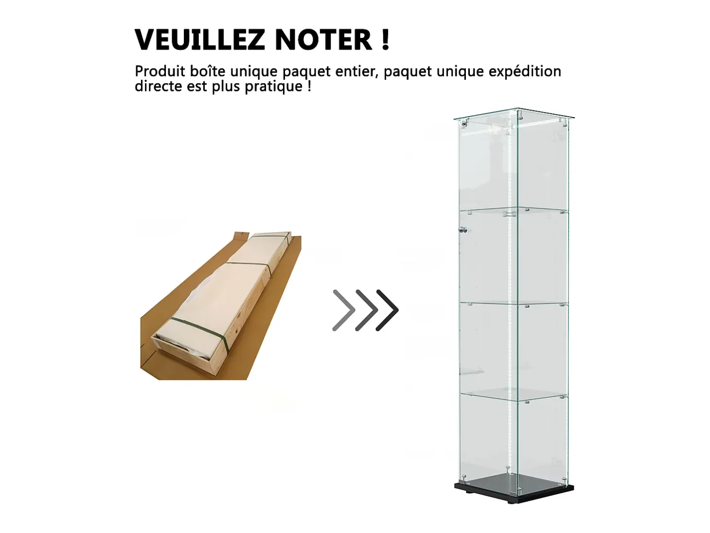 Vitrina de cristal con iluminación LED, puertas y estantes con cerradura, ideal para salón o bar, 163 x 40 x 35 cm, color negro