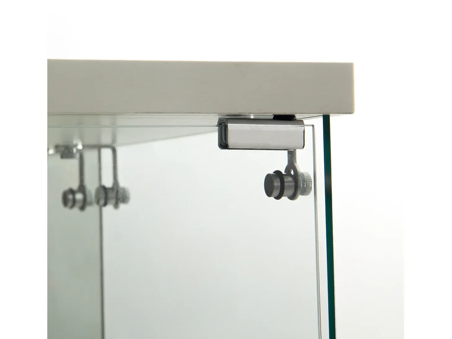 Vitrina de cristal con iluminación LED y cerradura, vitrina de cristal para salón con 2 puertas y estantes, color blanco