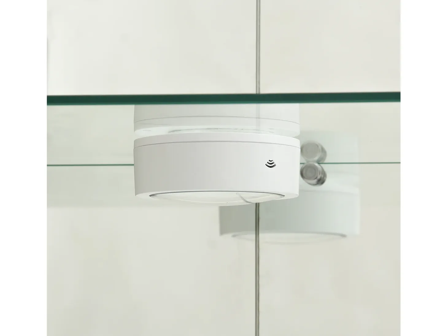 Vitrina de cristal con iluminación LED y cerradura, vitrina de cristal para salón con 2 puertas y estantes, color blanco