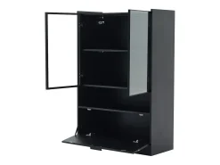 Vitrina de cristal con iluminación LED - Diseño desplegable - Vitrina para colecciones - 35 x 80 x 120 cm, Negra