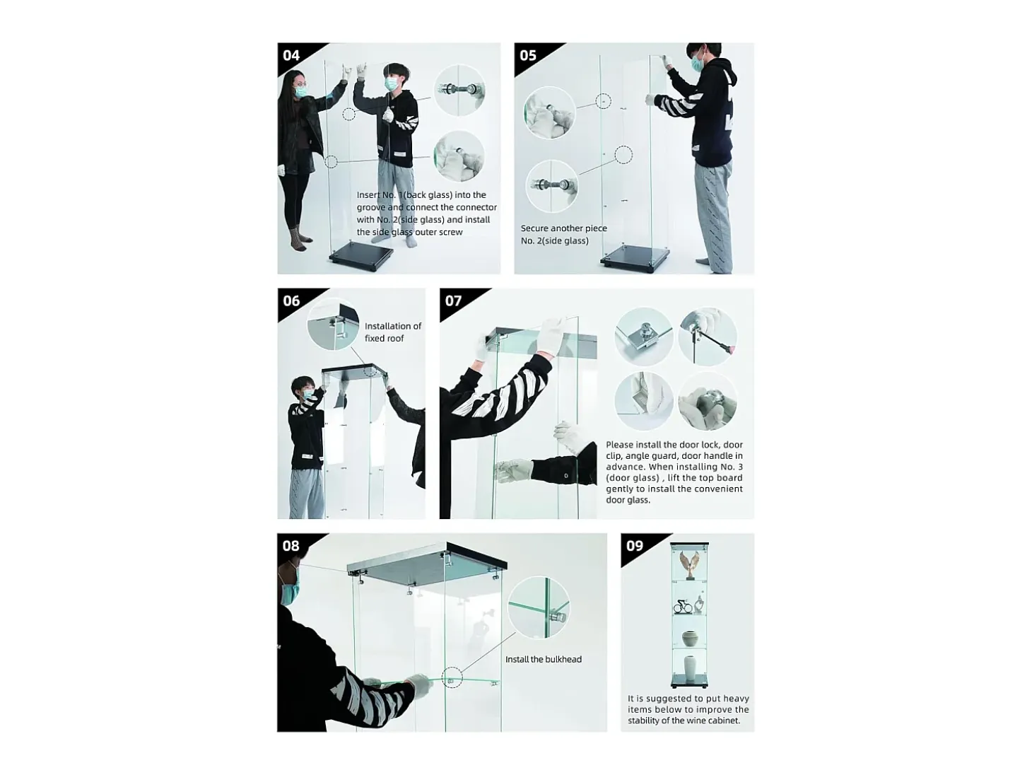 Vitrina de cristal de 164 cm – 4 estantes, 1 puerta con cerradura, Mueble de almacenaje moderno, Blanco