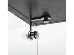 Vitrina de cristal de 3 estantes con puerta, estantería independiente para sala de estar, dormitorio y oficina, 42 x 36 x 125 cm, color negro