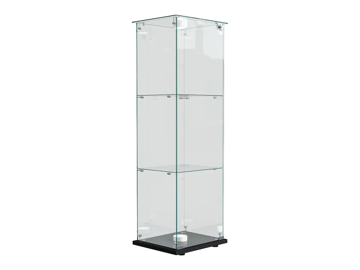 Vitrina de cristal de 3 estantes con iluminación táctil - 123,3 x 39,8 x 35 cm - Vitrina estrecha - Negra